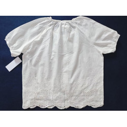 White Embroidered Peasant Top (Short Sleeve)
