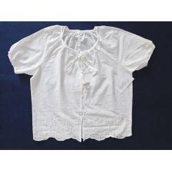 White Embroidered Peasant Top (Short Sleeve)