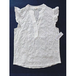 White Embroidered Sleeveless Top